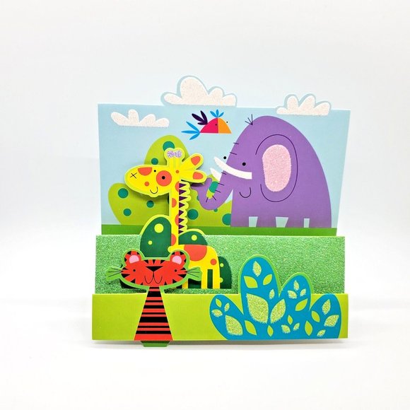 Magi Design London Large Glittery Blank Zoo Animals Greeting Card Birthday NEW - Picture 2 of 3